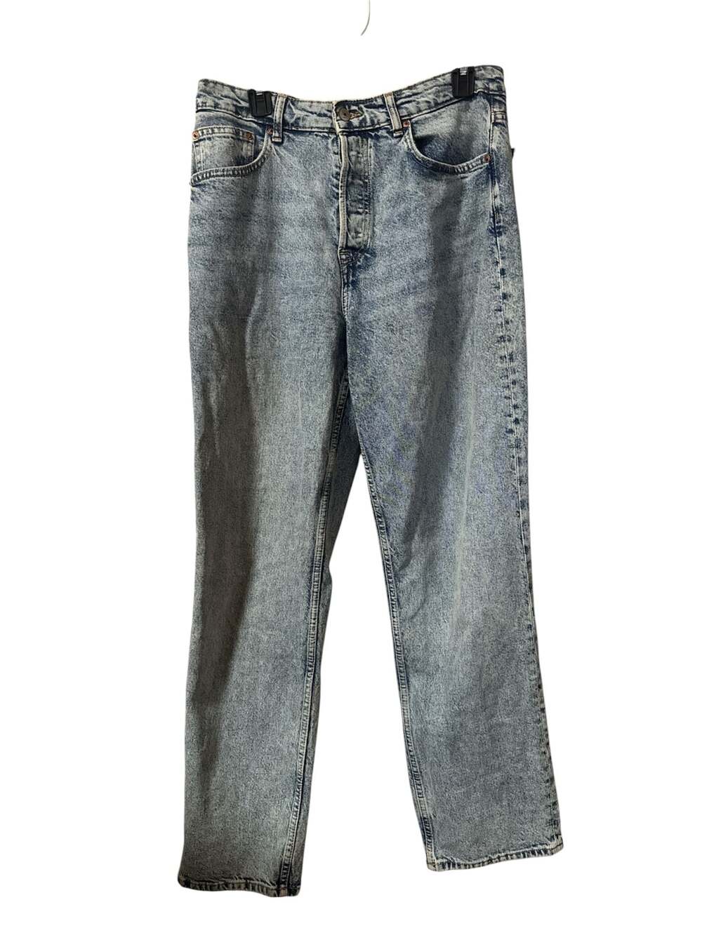 H&M Divided High-Rise Straight-Leg Button-Fly Acid Wash Jeans